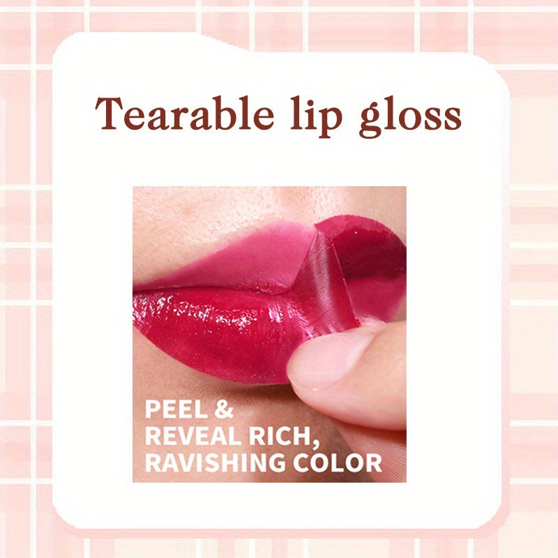 Peel Off Lip Stain Kit-4 Colors Tattoo Magic Color Peel Off Lip Tint Long Lasting Waterproof Tear-off Lip Gloss, Highly Pigmented Mini Wine Bottles Peel Reveal Matte Liquid Lipstick, Gift Set for Women