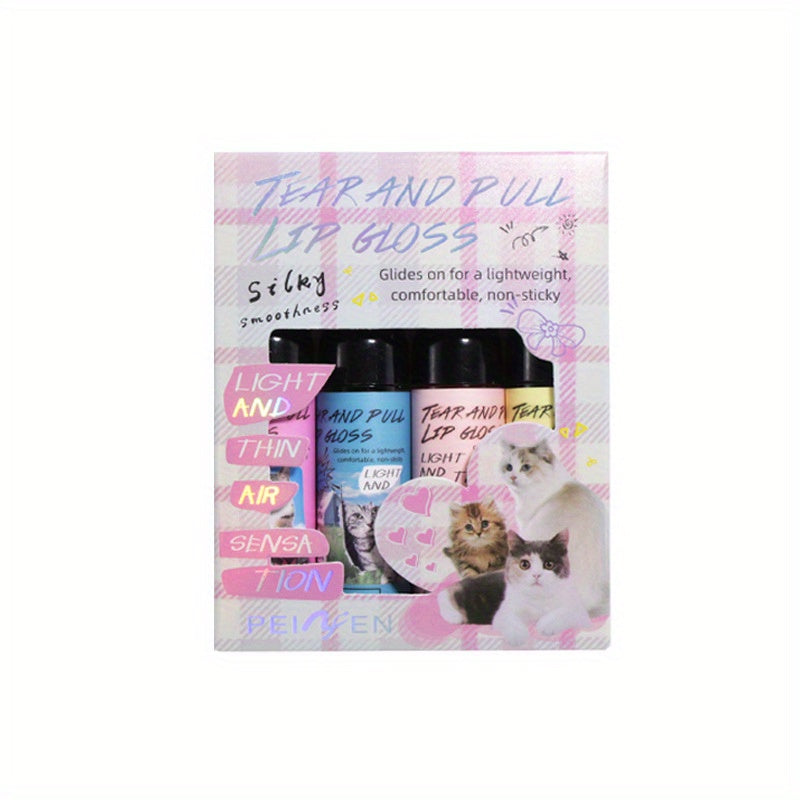 Peel Off Lip Stain Kit-4 Colors Tattoo Magic Color Peel Off Lip Tint Long Lasting Waterproof Tear-off Lip Gloss, Highly Pigmented Mini Wine Bottles Peel Reveal Matte Liquid Lipstick, Gift Set for Women