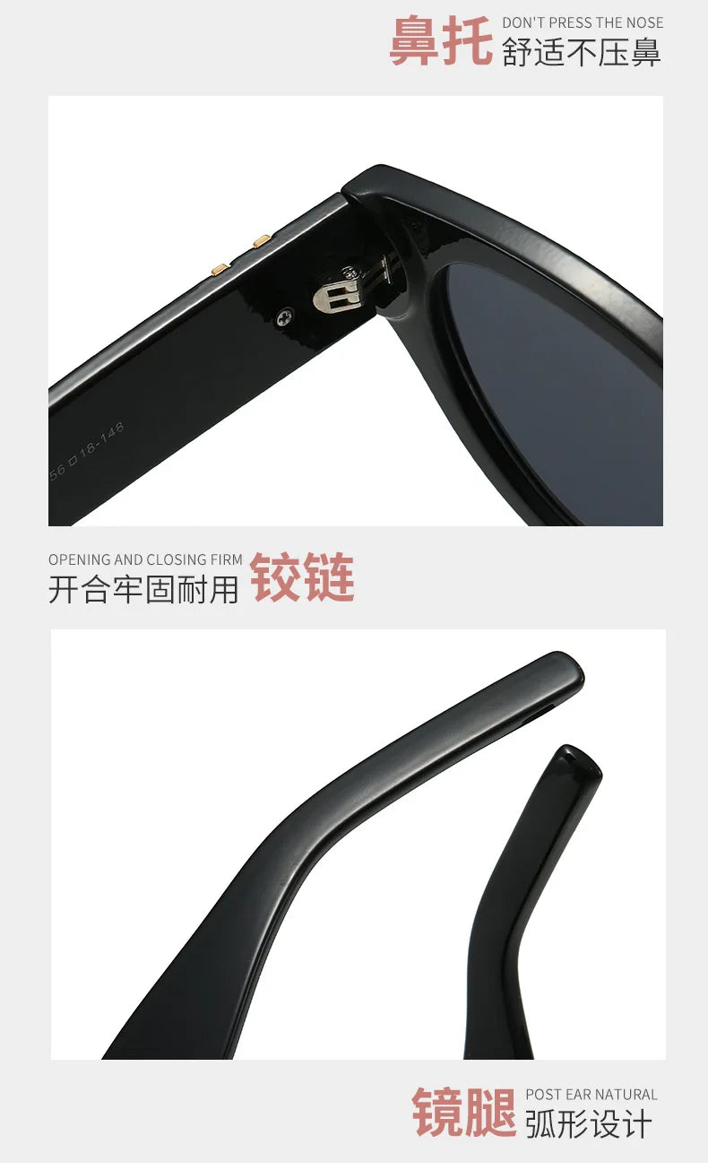 2025Retro Cat Eye Frame Sunglasses Women Black Large Frame Sun Glasses High Quality Brands Sunglss for Ladies Gafas De Sol Mujer