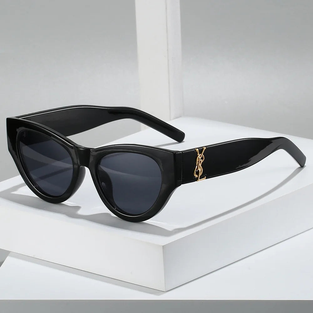 2025Retro Cat Eye Frame Sunglasses Women Black Large Frame Sun Glasses High Quality Brands Sunglss for Ladies Gafas De Sol Mujer