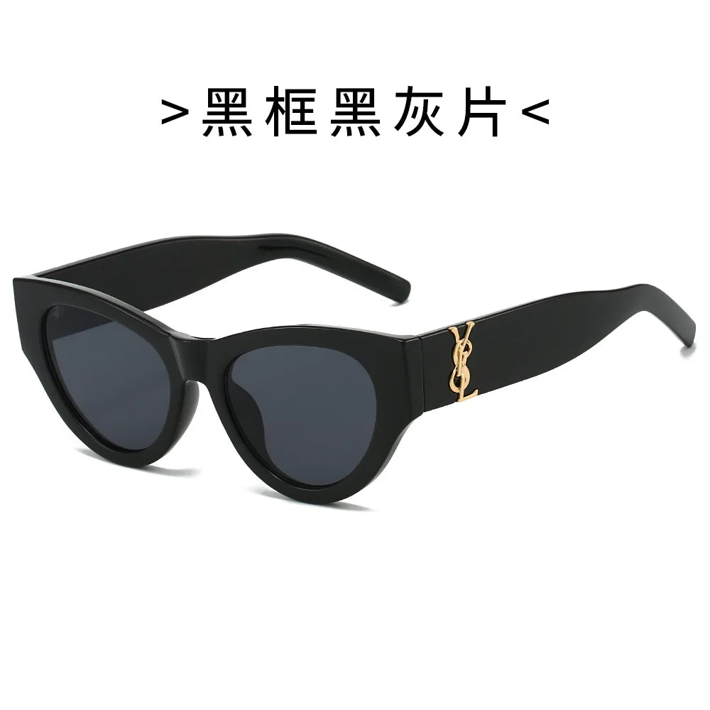 2025Retro Cat Eye Frame Sunglasses Women Black Large Frame Sun Glasses High Quality Brands Sunglss for Ladies Gafas De Sol Mujer
