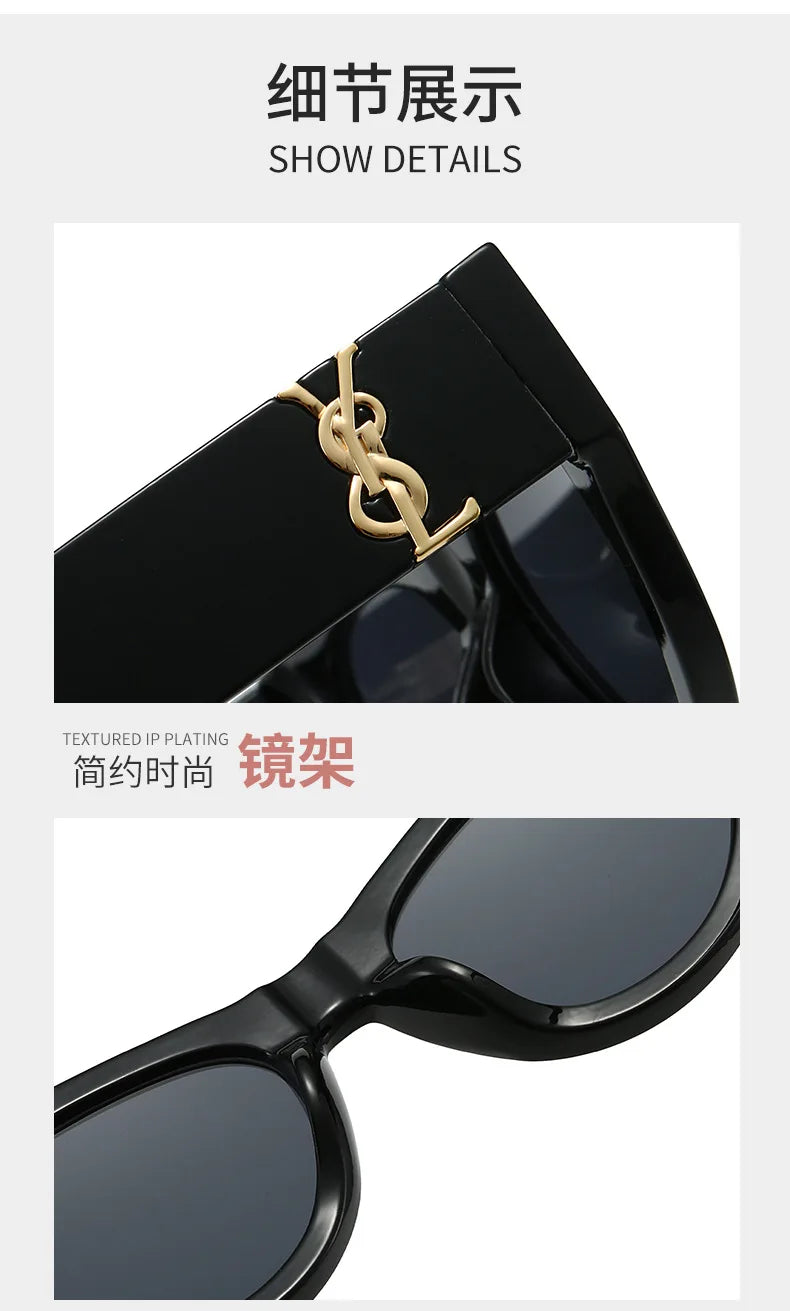 2025Retro Cat Eye Frame Sunglasses Women Black Large Frame Sun Glasses High Quality Brands Sunglss for Ladies Gafas De Sol Mujer