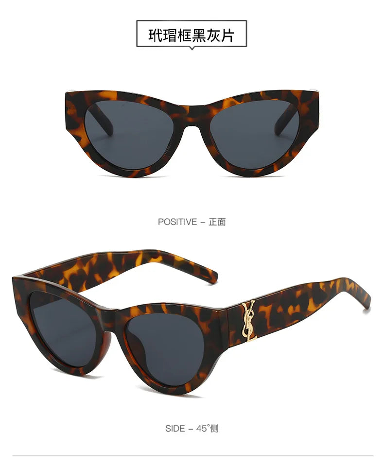 2025Retro Cat Eye Frame Sunglasses Women Black Large Frame Sun Glasses High Quality Brands Sunglss for Ladies Gafas De Sol Mujer