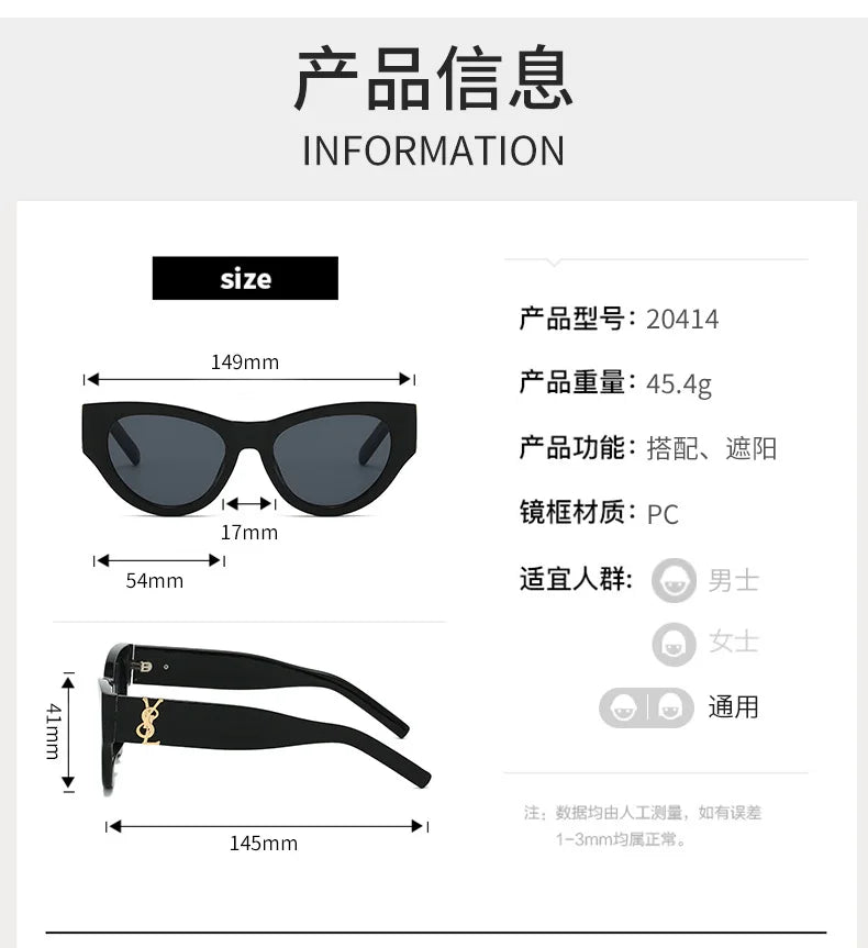 2025Retro Cat Eye Frame Sunglasses Women Black Large Frame Sun Glasses High Quality Brands Sunglss for Ladies Gafas De Sol Mujer