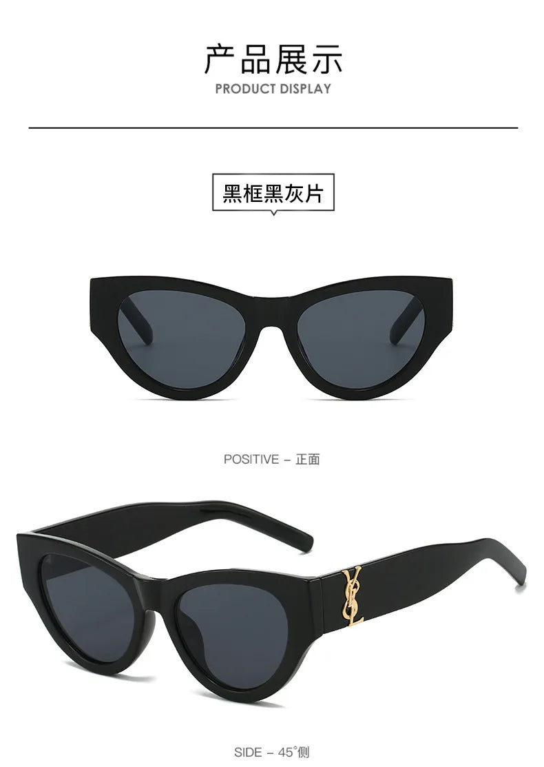 2025Retro Cat Eye Frame Sunglasses Women Black Large Frame Sun Glasses High Quality Brands Sunglss for Ladies Gafas De Sol Mujer