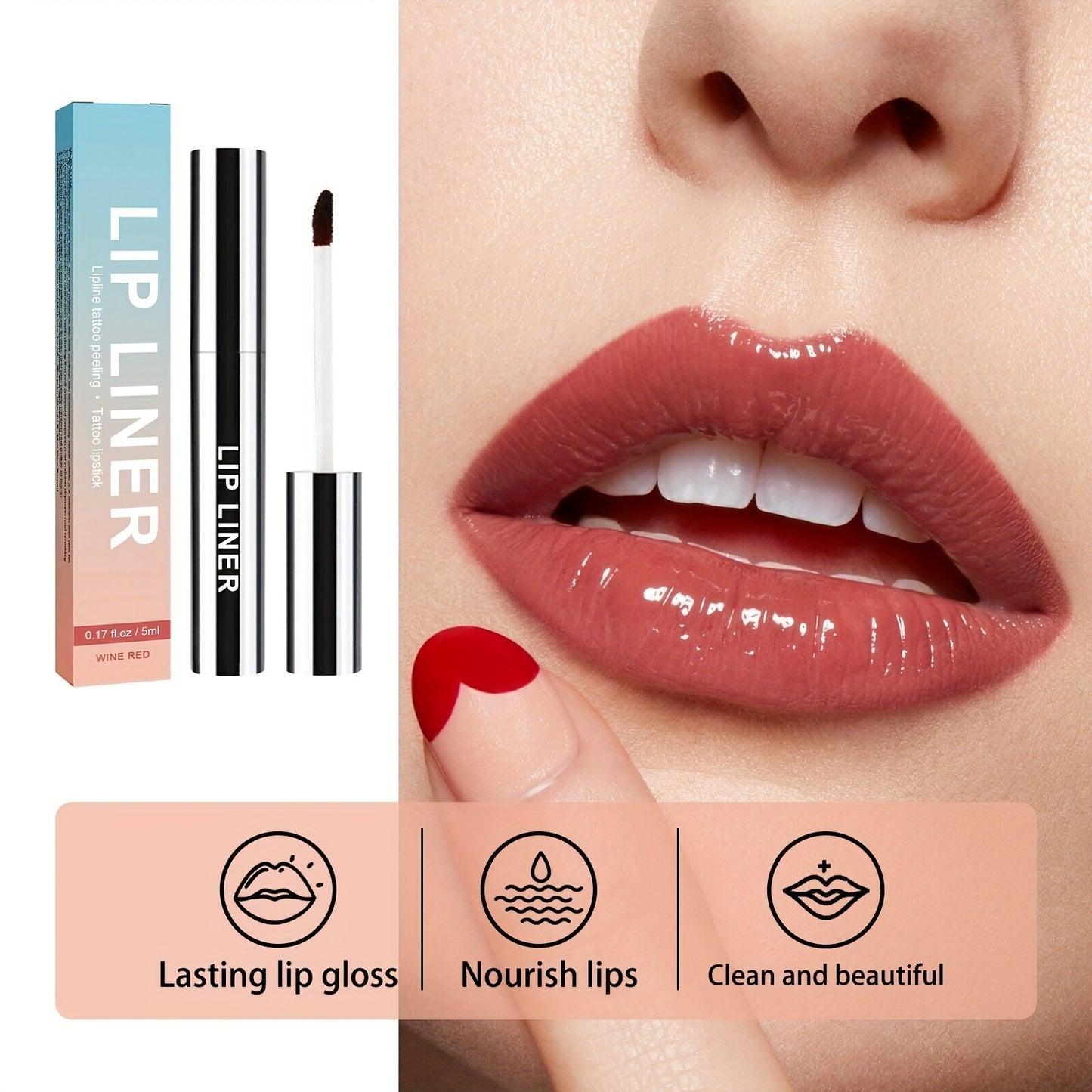 Pack of 3 Lip Liner, Peel Off Lip Liner Tattoo, Peel Off Lip Stain, Long Lasting Lip Stain Peel Off