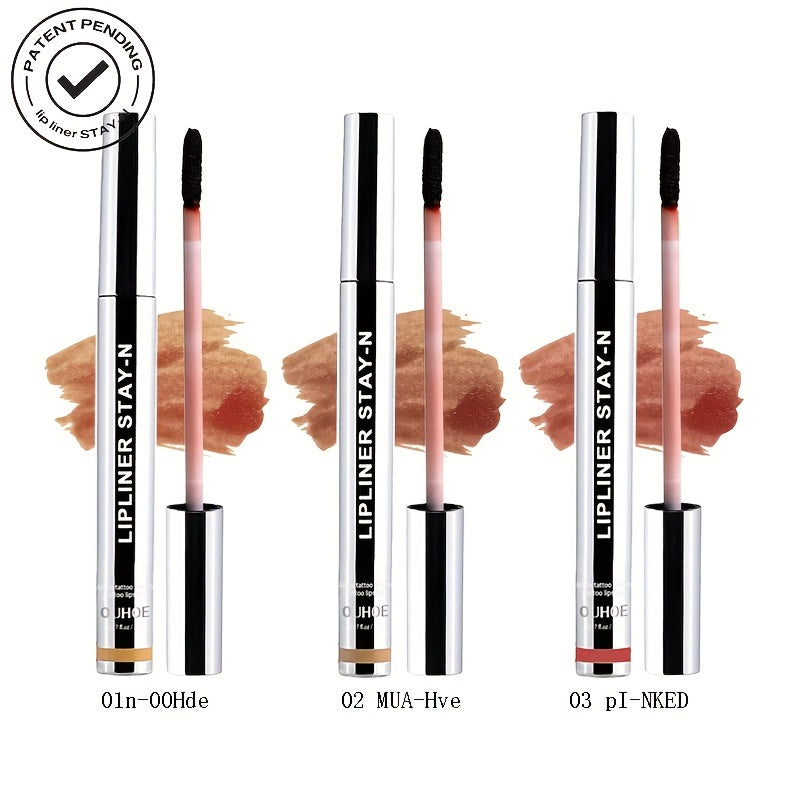Pack of 3 Lip Liner, Peel Off Lip Liner Tattoo, Peel Off Lip Stain, Long Lasting Lip Stain Peel Off