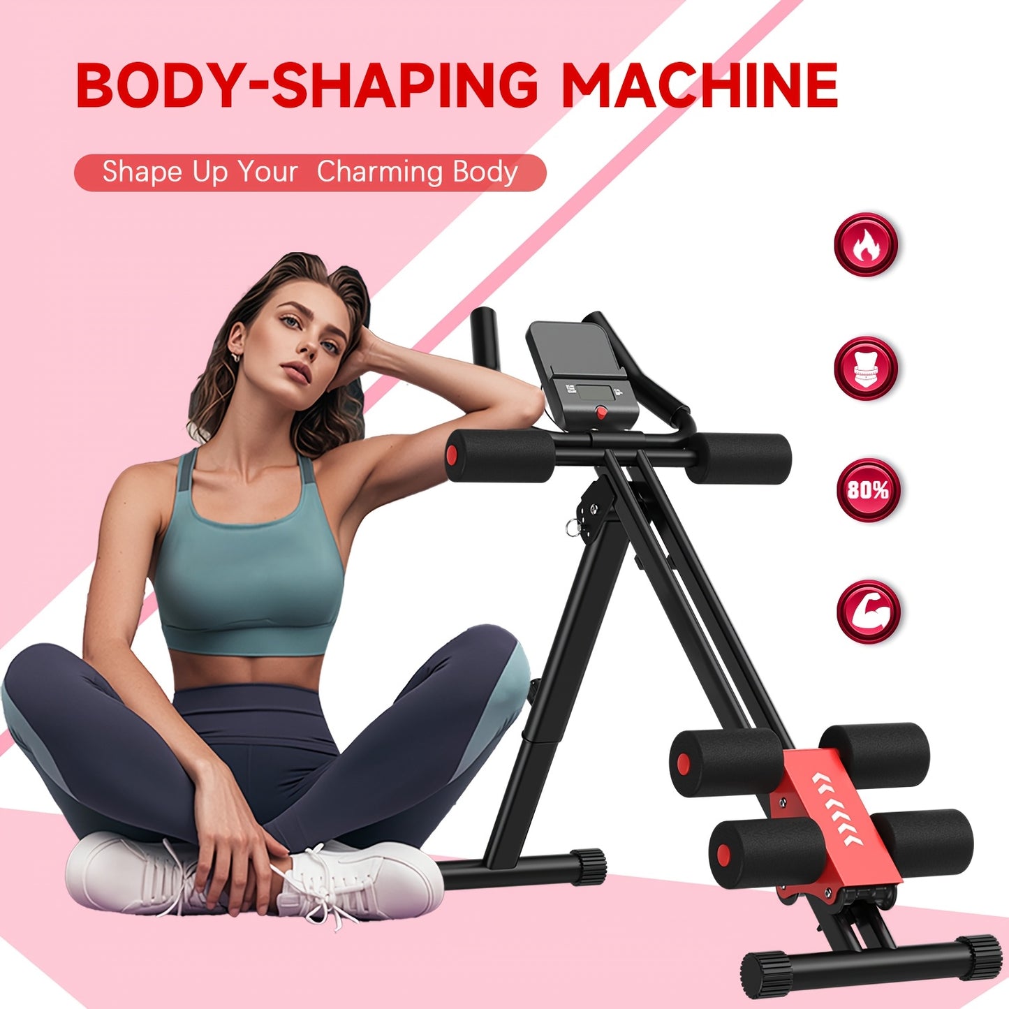 UPGO Ab Workout Equipment, Ab Machine For Home Gym, Foldable Core & Abdominal Exercise Machine, Adjustable Ab Machine Full Body Workout Women Exercise Fitness Equipment, 330lbs Weight Capacity|220lbs Load Capacity Mini Steppe