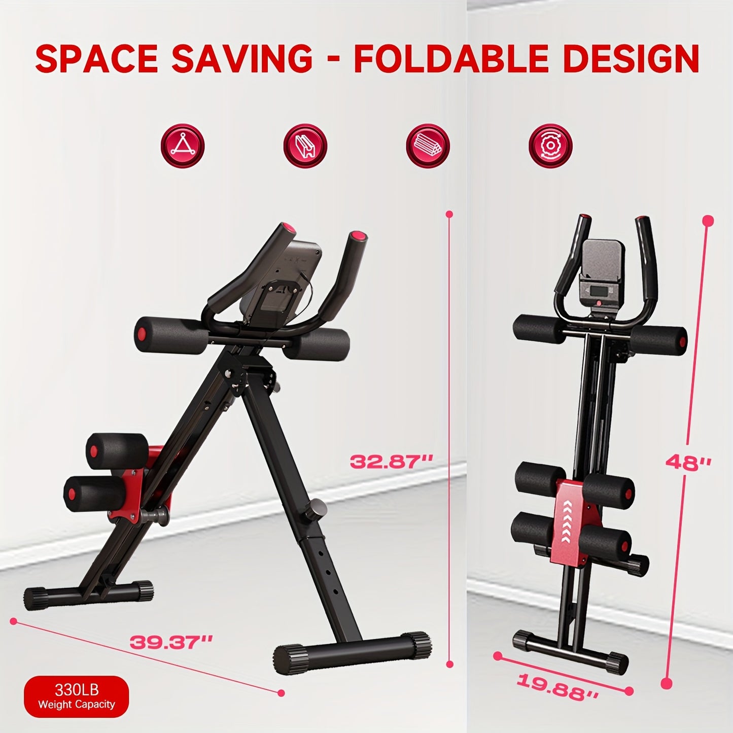 UPGO Ab Workout Equipment, Ab Machine For Home Gym, Foldable Core & Abdominal Exercise Machine, Adjustable Ab Machine Full Body Workout Women Exercise Fitness Equipment, 330lbs Weight Capacity|220lbs Load Capacity Mini Steppe